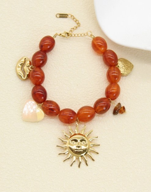 Bracelet Perles Charms Soleil