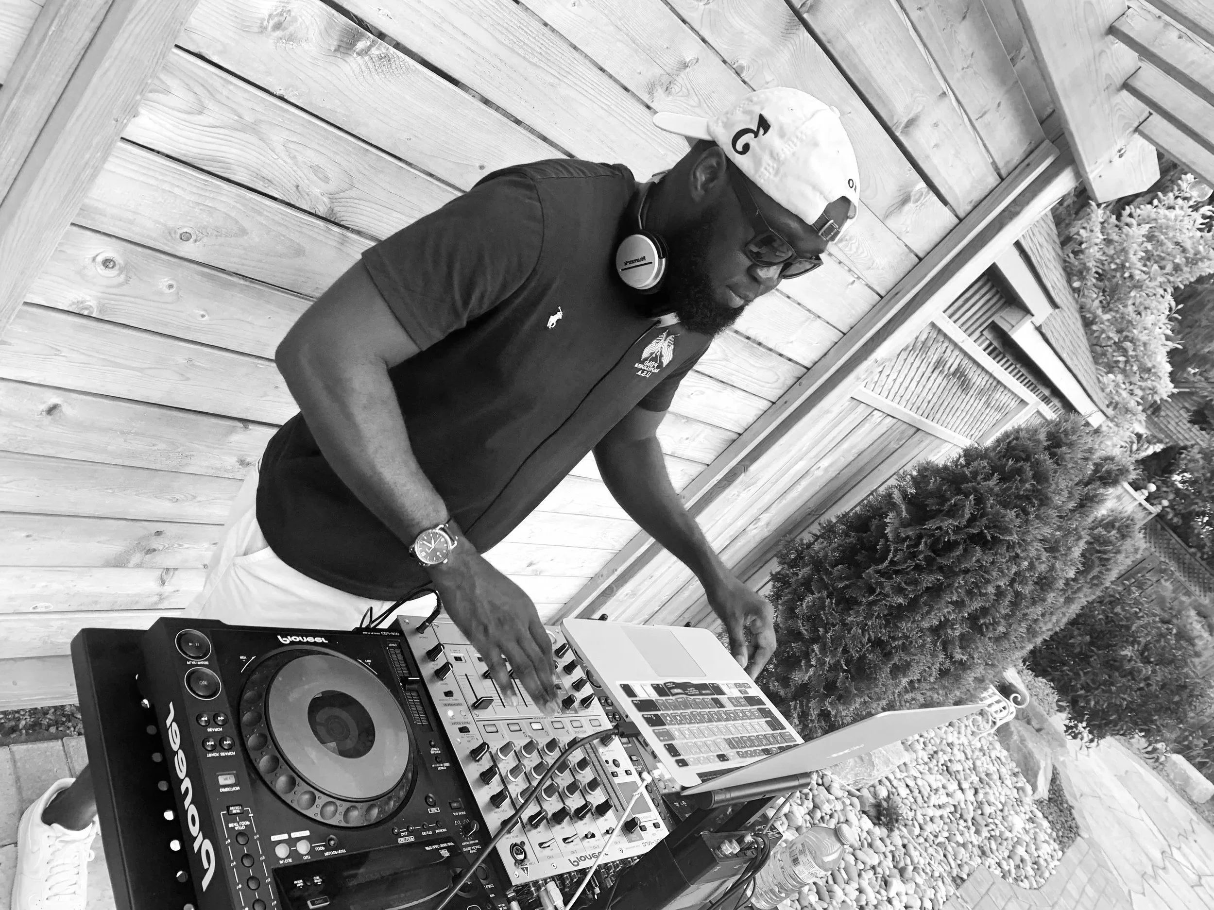 DJ KingJewelz DJ booth setup at a wedding reception in Southwestern Ontario