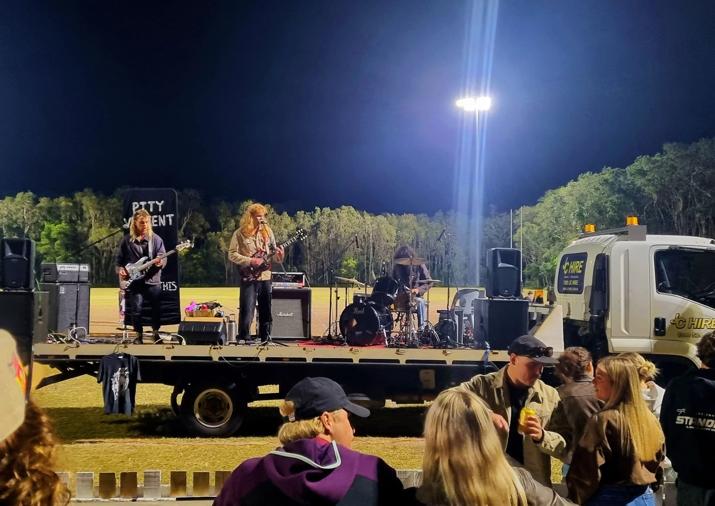 Live sound & Co-organised Pity Vincent performing on a flatbed truck after the footy