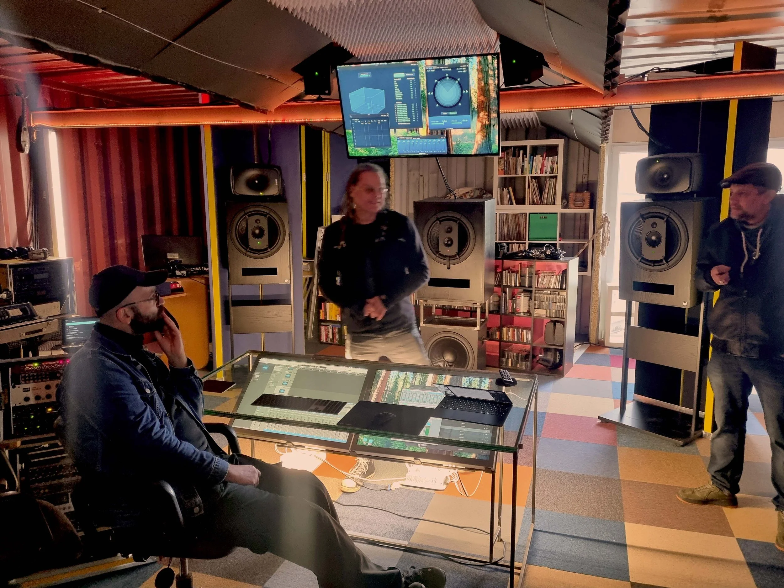 Raumsound, Berlin. Dolby Atmos demo inside their shipping container studio