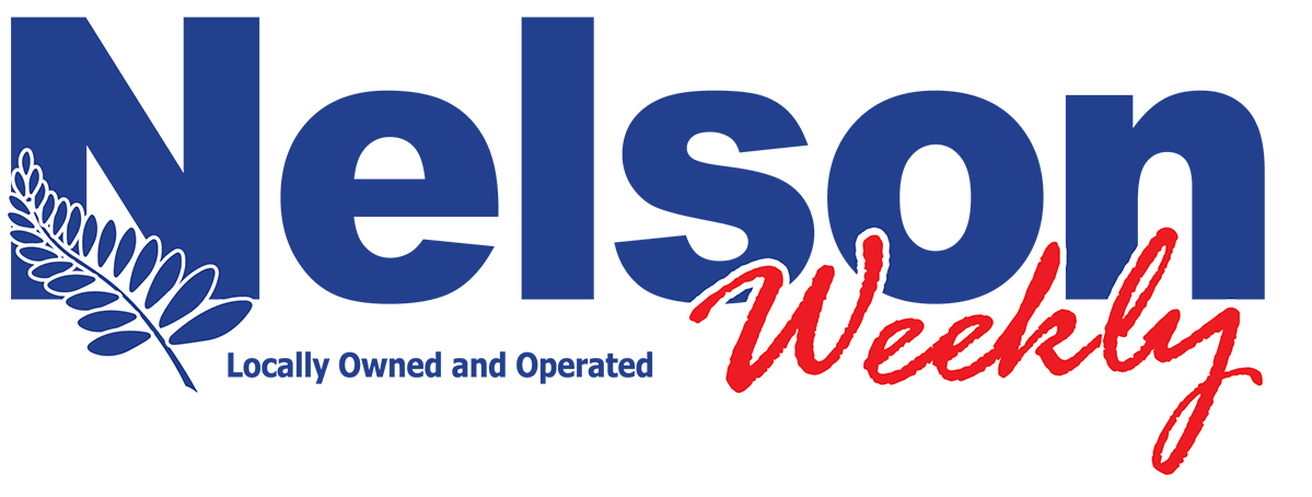 Nelson Weekly logo with blue text and a white fern graphic, featuring the words 'Locally Owned and Operated'.