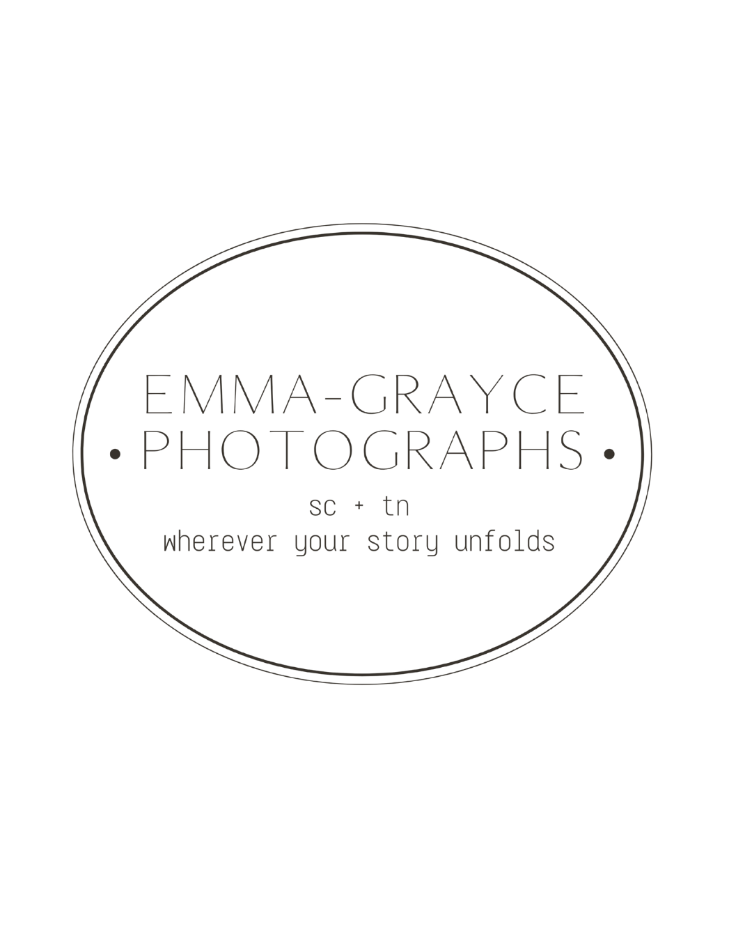 Logo for Emma-Grayce Photographs with tagline 'wherever your story unfolds'