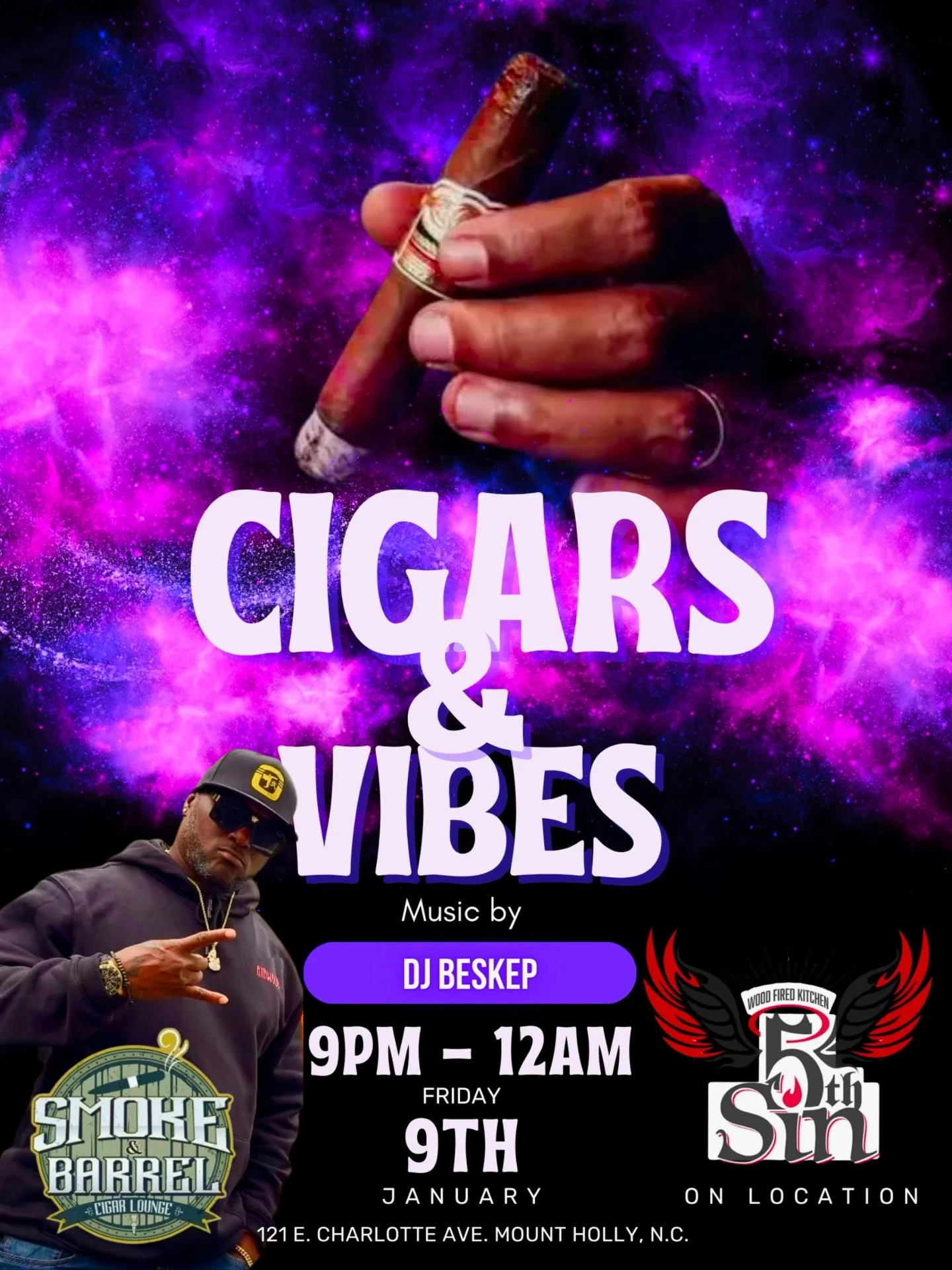 Ladies Night 💃
$5 Fridays 🤑
🎵 @beskep_thadj 
🍔 @5thsincusine 
📅 1/9/26
⏰ 9pm - 12am 

$5 Fridays - Tito&rsquo;s, Lunazul, Tanqueray, Old Forester 86P, Jack Daniels, Bacardi 

$25 Bartenders Choice Flights