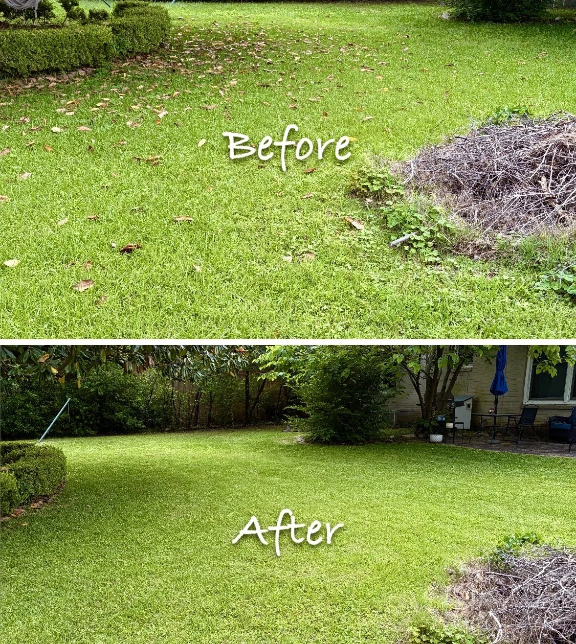 Weekly lawn maintenance service completed in Tyler TX