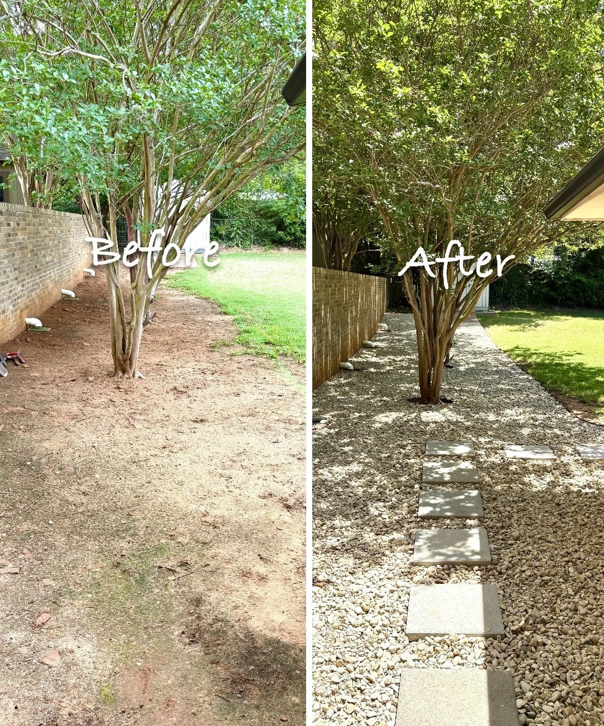 before and after of gravel installation