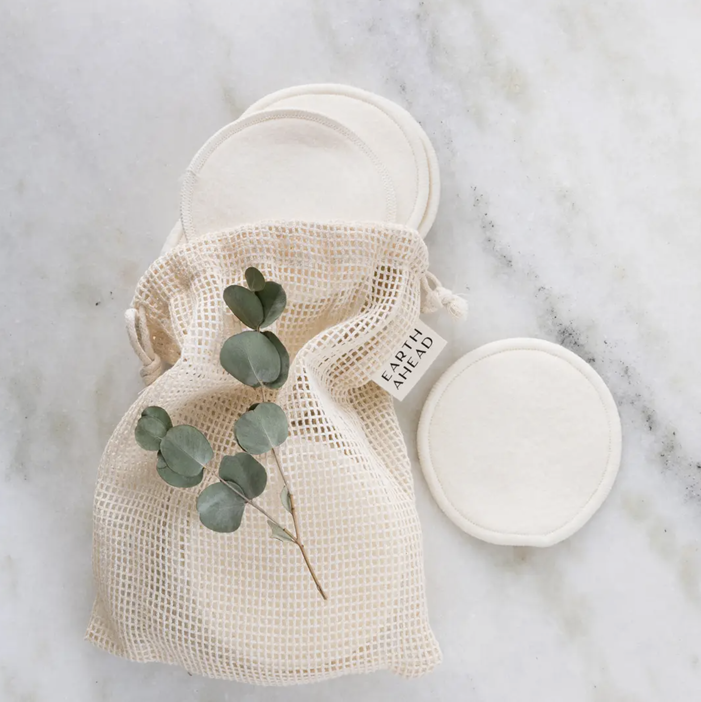 Extra Soft Reusable Hemp Makeup Pads (20) in Cotton Wash Bag