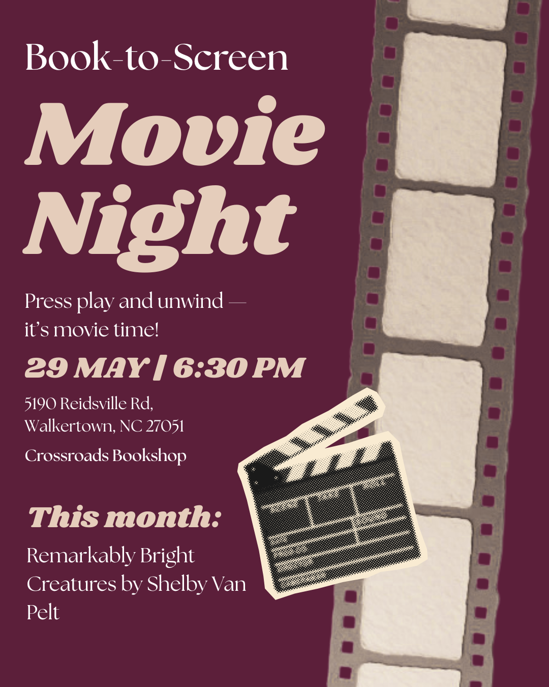 May Book-to-Screen Movie Night