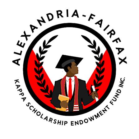 Logo for Alexanderia-Fairfax Kappa Scholarship Endowment Fund Inc., featuring a person wearing a graduation cap holding a book and a diploma, surrounded by laurel branches.