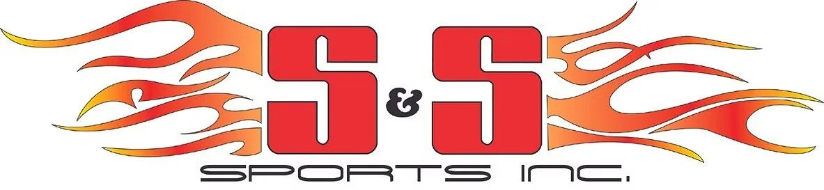 Logo for S&S Sports Inc. featuring red block letters S & S with flames extending from both sides.