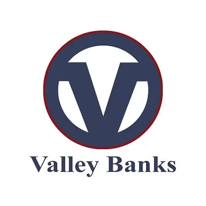 Logo of Valley Banks featuring a stylized 'V' inside a circle with the company name below.