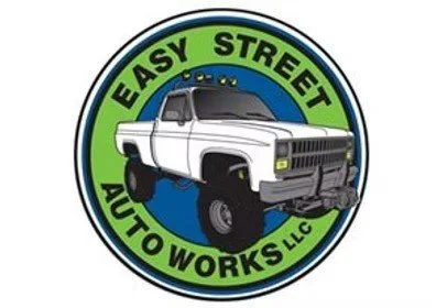 Logo of Easy Street Auto Works LLC featuring a white pickup truck within a green and blue circular design.