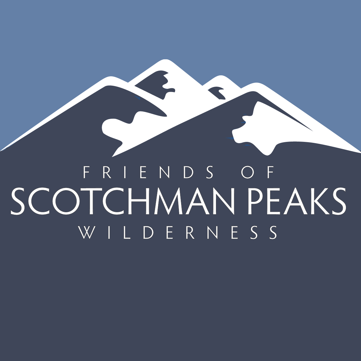 Logo of Friends of Scotchman Peaks Wilderness featuring mountains and a mountain goat.