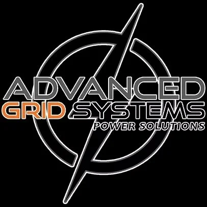 Logo for Advanced Grid Systems Power Solutions featuring a lightning bolt and target design.