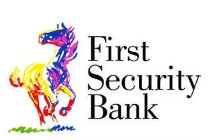 The logo of First Security Bank with a colorful, stylized horse on the left and the bank's name in black text on the right.