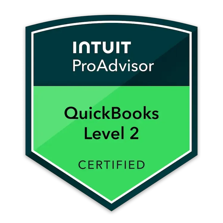 QuickBooks Online Level 2 Certification badge for Salt & Sand Bookkeeping