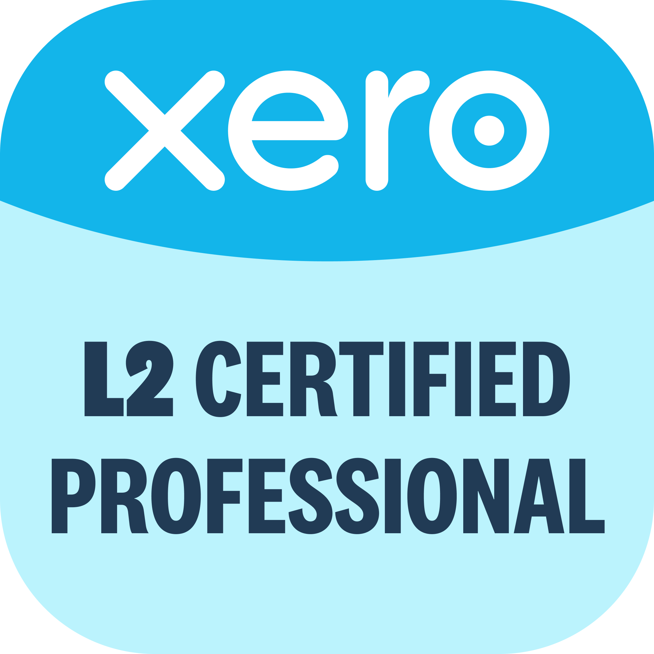 Badge for Xero L2 Certified Profession badge dark turquoise over light turquoise
