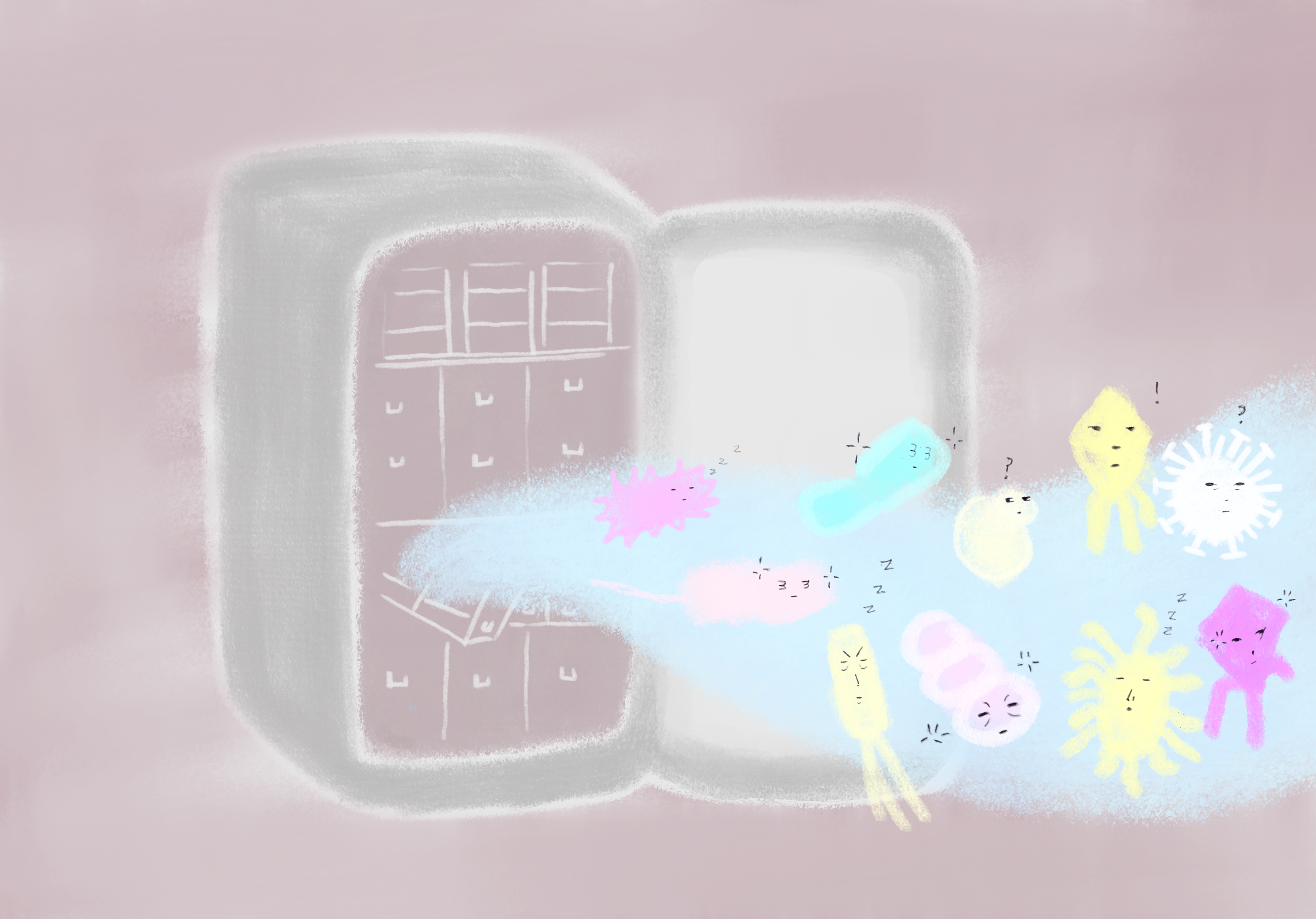 Sleepy Microbes Illustration