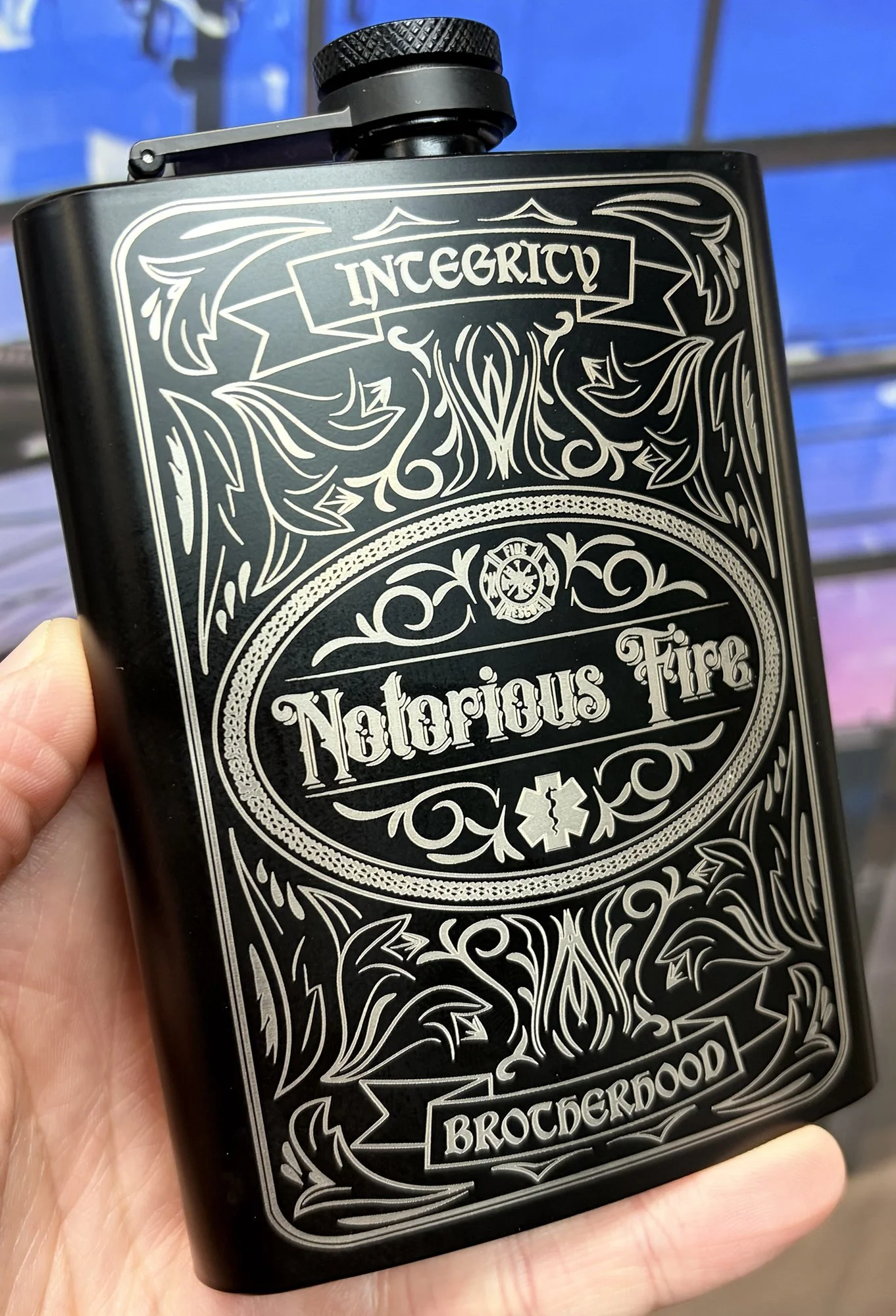 Notorious Print+Design Custom Laser Engraved Flask