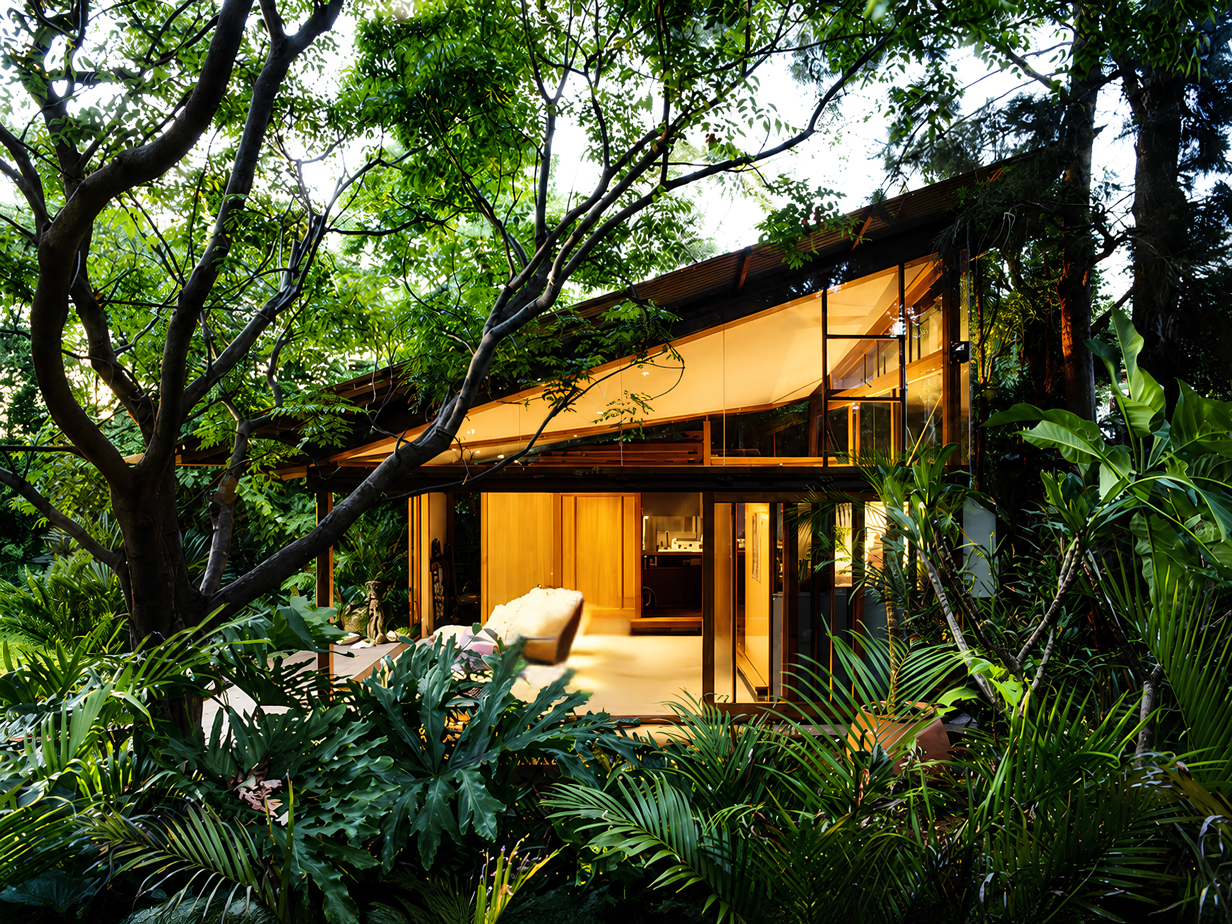 Seaforth Studio by Peter Stutchbury, a timber-and-glass garden pavilion built by To The Mil in Sydney in 1992. Seaforth Studio sits quietly within a lush Sydney garden, with its lightweight timber structure, glazed walls and broad roof creating a clo
