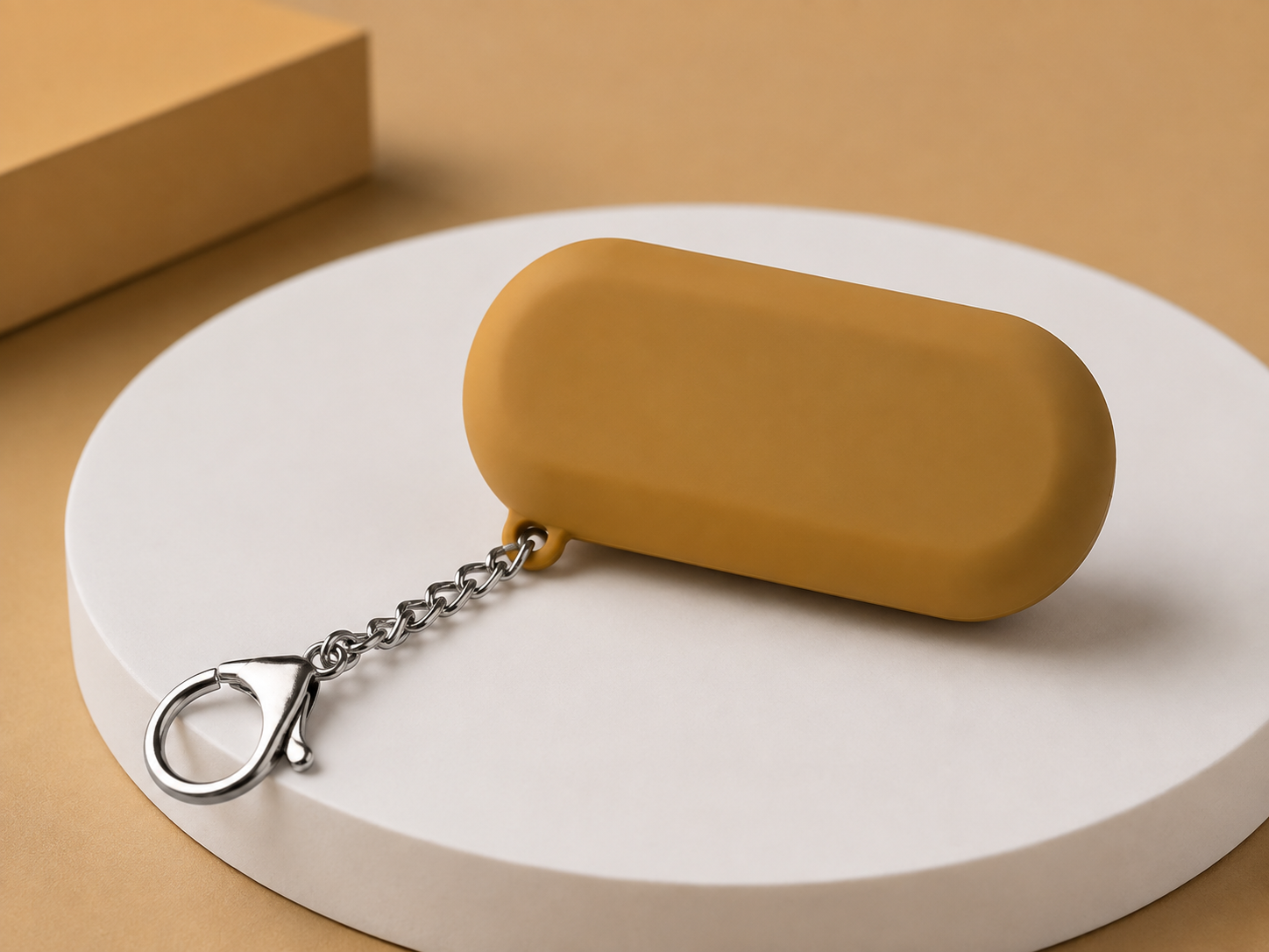 Yellow anti-roofie drink safety keychain