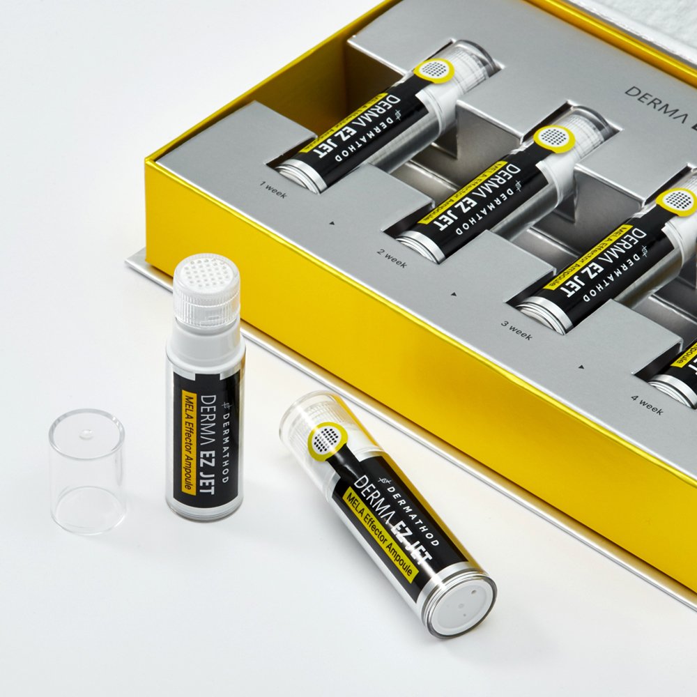 Dermathod EZ Jet Mela Effector Ampoule ampoules shown in and out of box.jpg