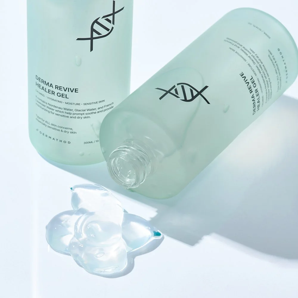 Dermathod Derma Revive Healer Gel bottle on side with gel texture shown.jpg