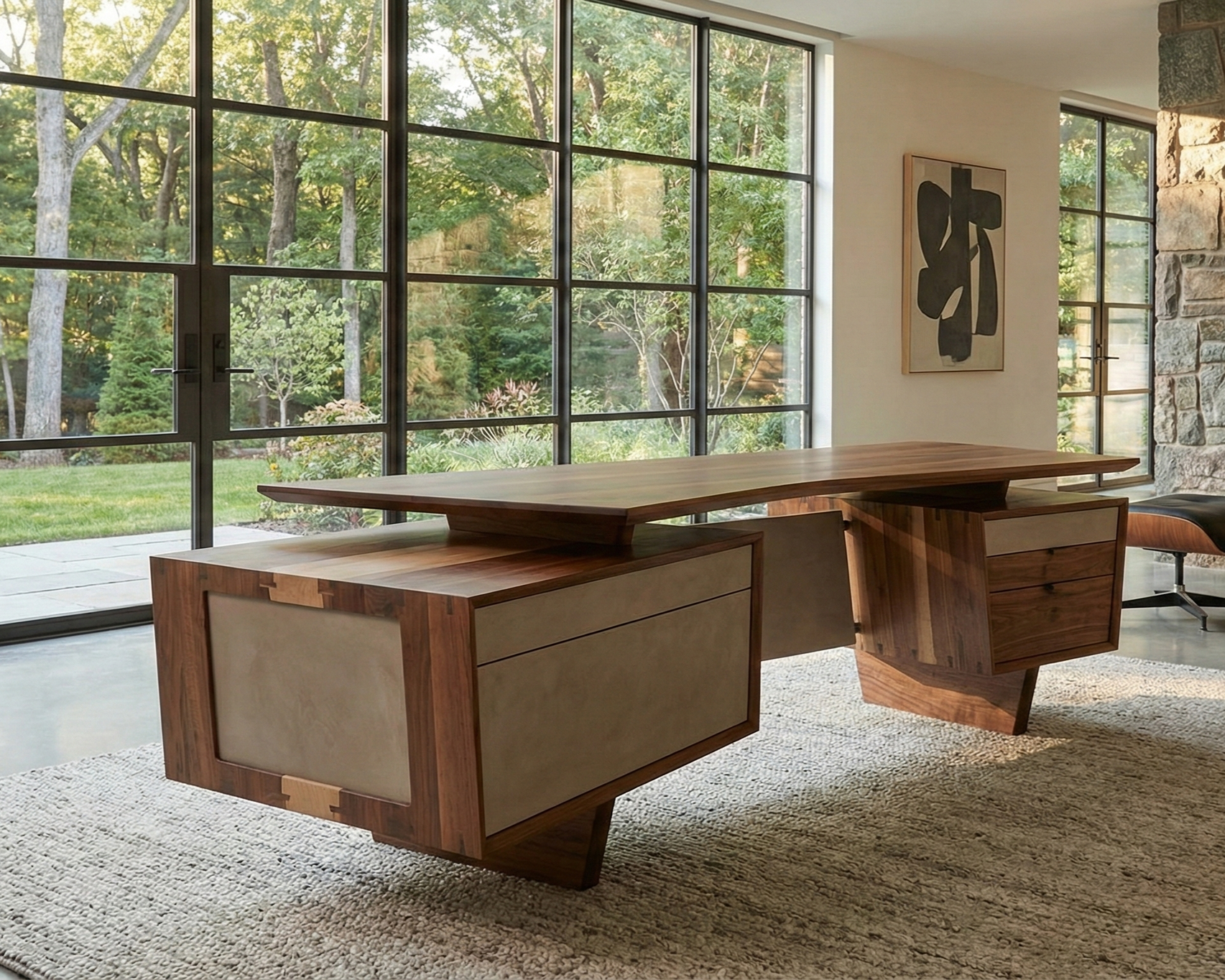 MCM Sculptural Walnut Desk