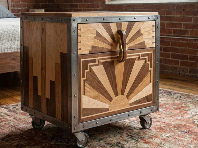 Art deco bedside table inlays