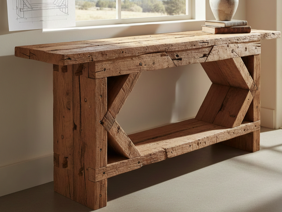 Rustic oak console table