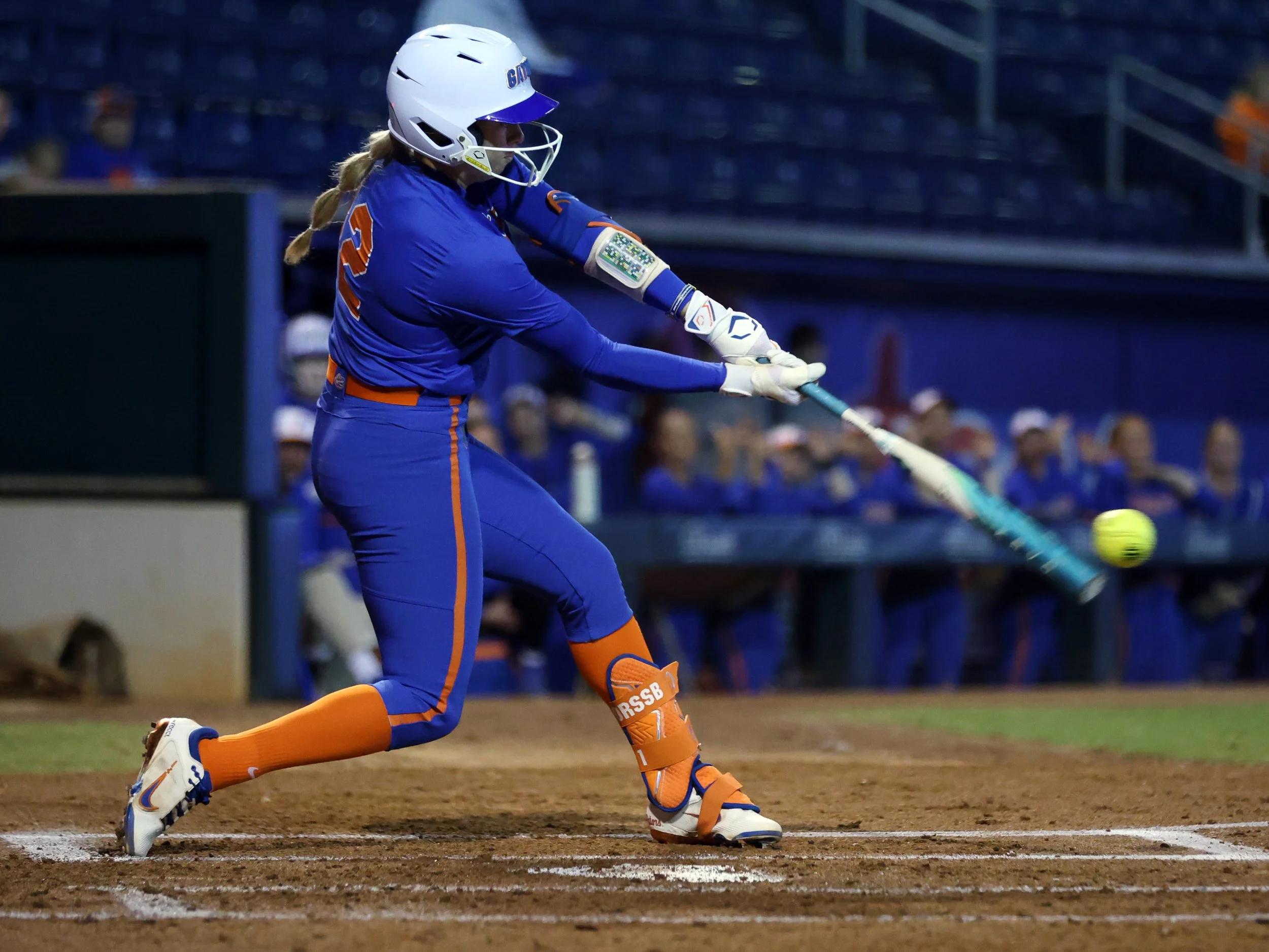 Florida infielder Giulia Desiderio swings at a pitch during Florida’s game against Saint Leo at Katie Seashole Pressly Stadium on Thursday, Nov. 13, 2025.
