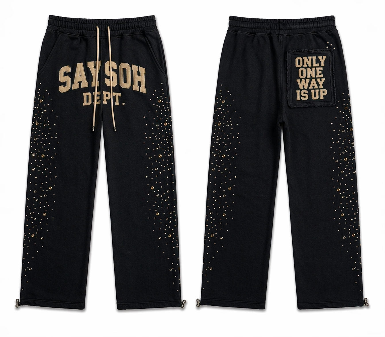 SAYSOH DEPT Rhinestone Sweats — “Only One Way Is Up”
