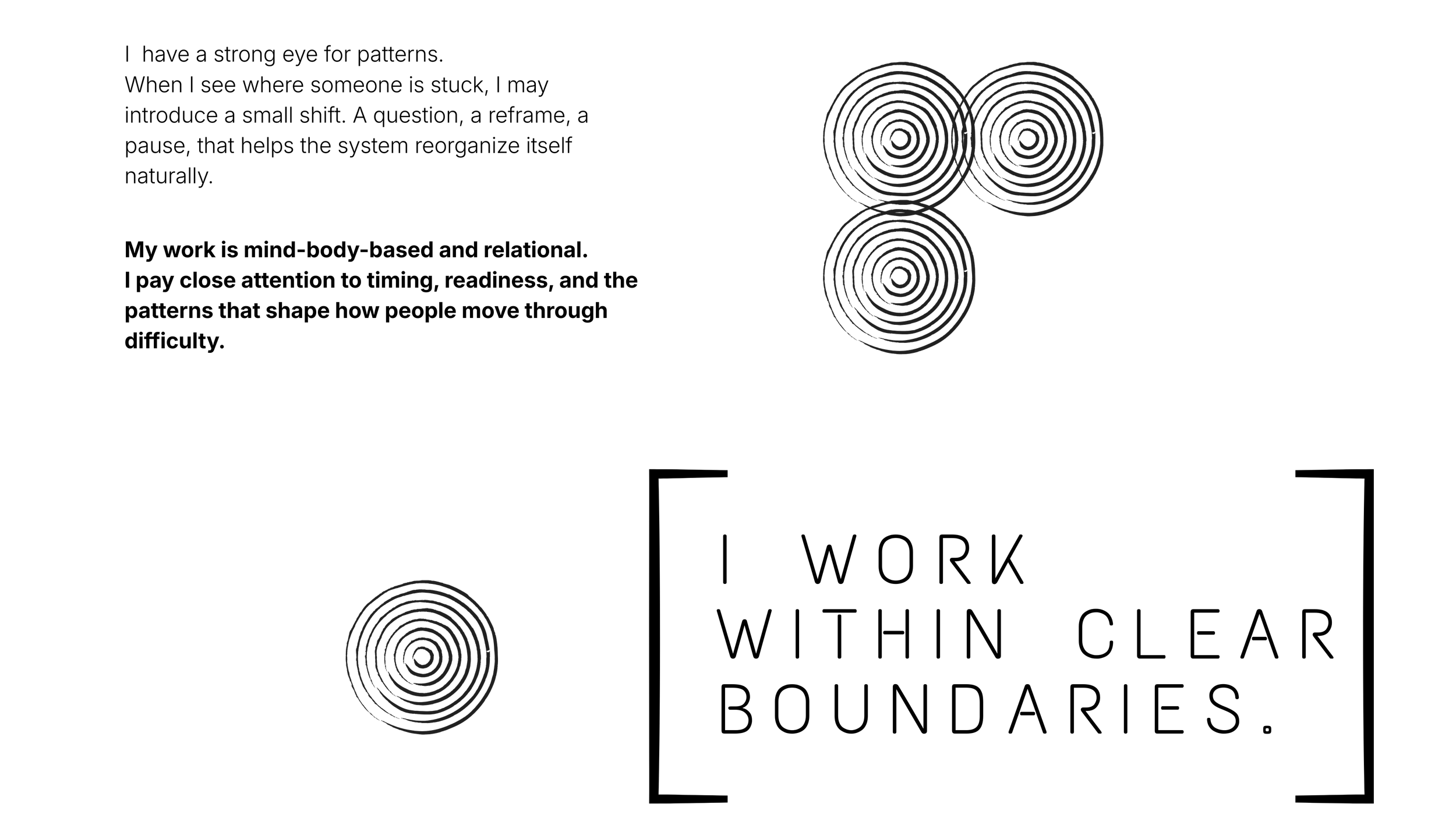 A black background with faint white concentric circles arranged in a pattern.