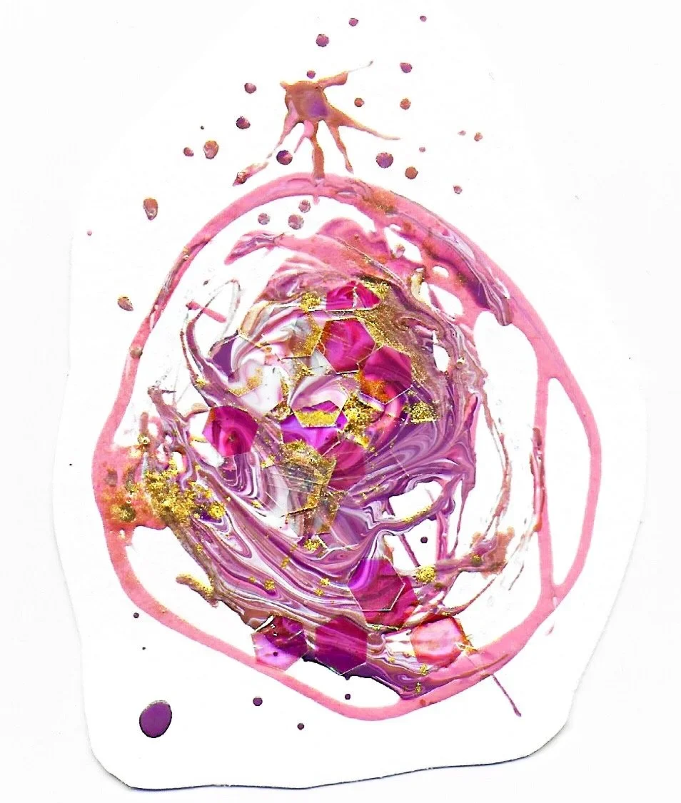 Anticipation: (2020)
Nail Polish, Cosmetic Mica Dust, Gold Powder, Iridescent Sequin. 

CM 25.4x25.4 
IN 10x10
