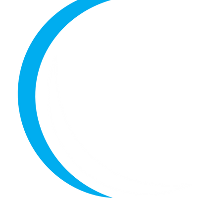 Close-up of a stylized wave logo in blue and white.
