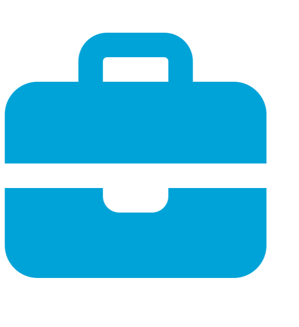 Blue icon of a briefcase or toolbox.