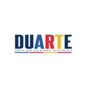 Logo of Duarte Unified School District with the word 'DUARTE' in large letters, each letter in a different color, and 'UNIFIED SCHOOL DISTRICT' written underneath.