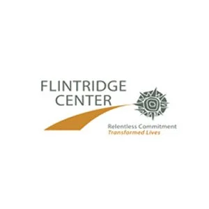 Flintridge Center logo with a stylized eye and rays, with 'Flintridge Center' and the tagline 'Relentless Commitment, Transformed Lives'.