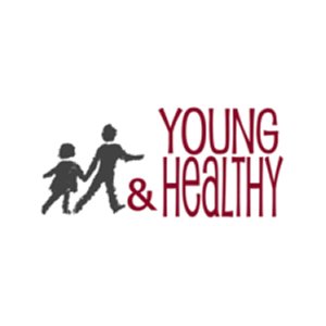 Graphic of a child and an adult holding hands, with the words "Young & Healthy" beside them.