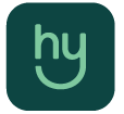 Hy logo on a teal background