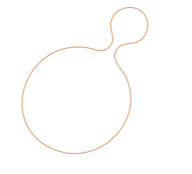 Outline drawing of a round-bottom flask with a narrow neck.