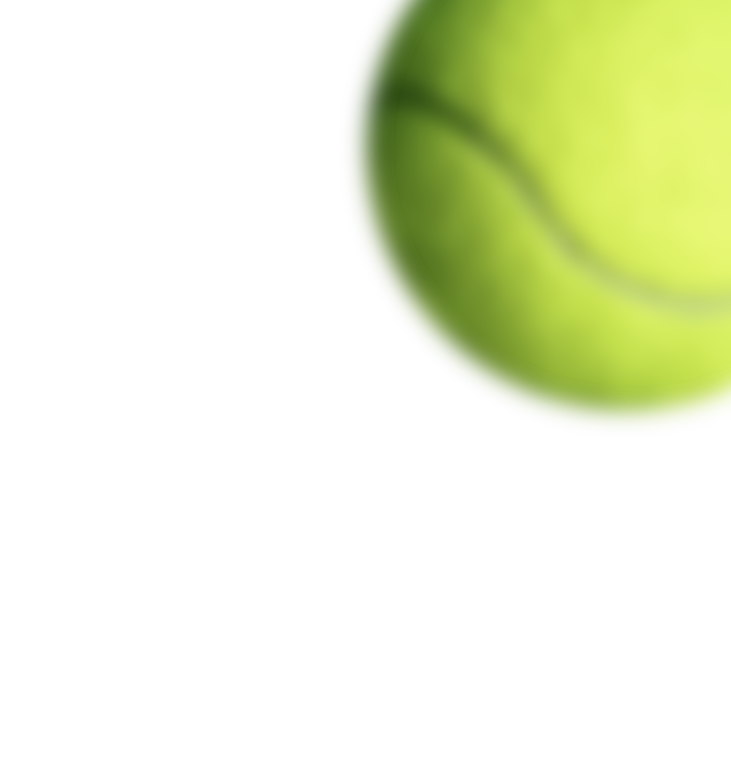 Close-up of a bright green tennis ball with a fuzzy texture, partially visible in the upper right corner against a black background.