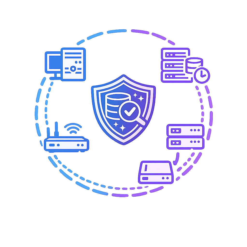 Assessment of small business backup strategy coverage, including critical data, storage locations, backup frequency, retention, and risk gaps