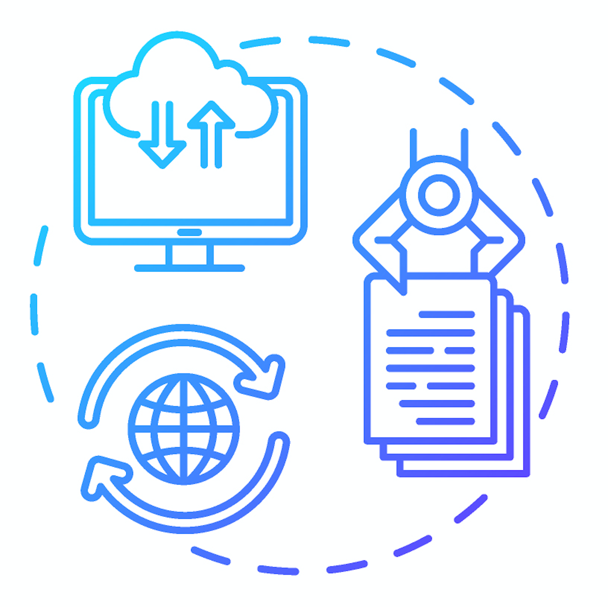 Illustration showing what an IT security review covers, including business devices, cloud systems, configurations, and documented security checks for small businesses
