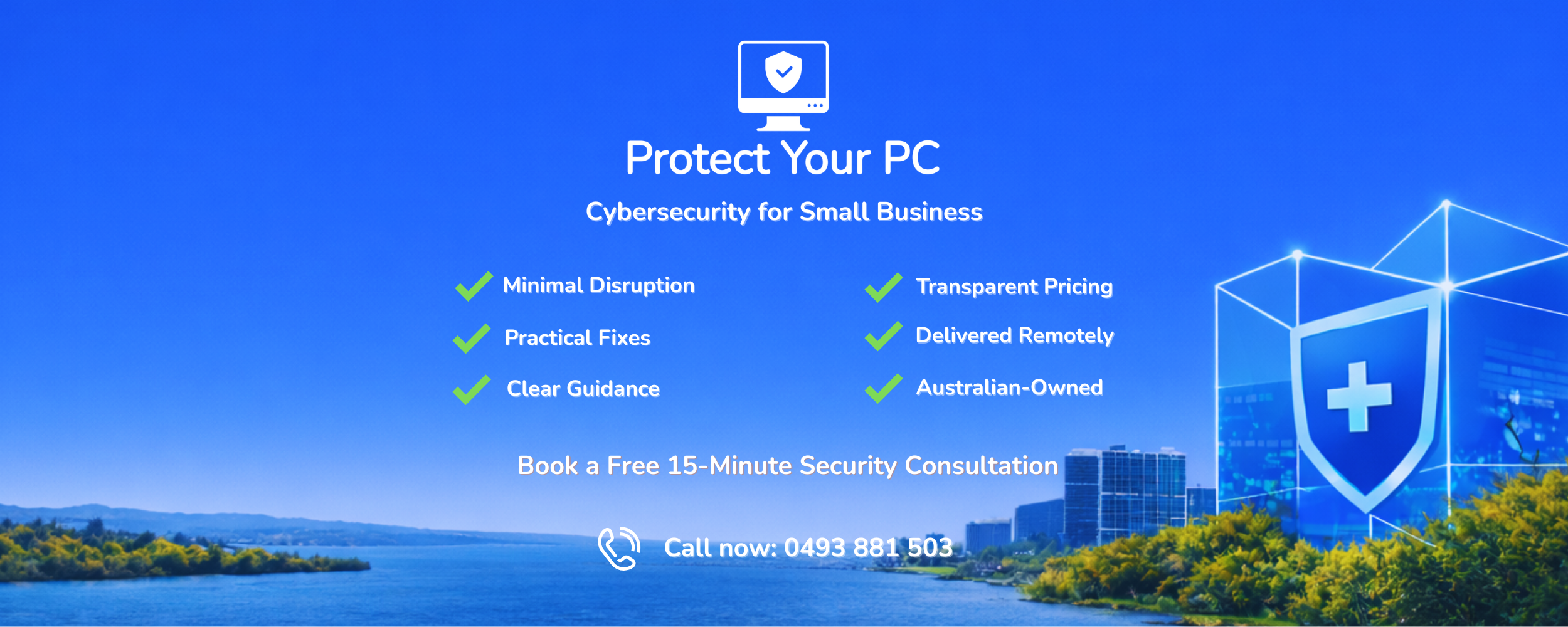 Protect Your PC cybersecurity services for Australian small businesses, offering remote IT security support, transparent pricing, and free security consultations