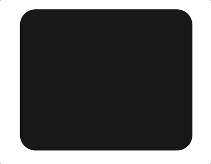 Black rectangle with rounded corners on a white background.