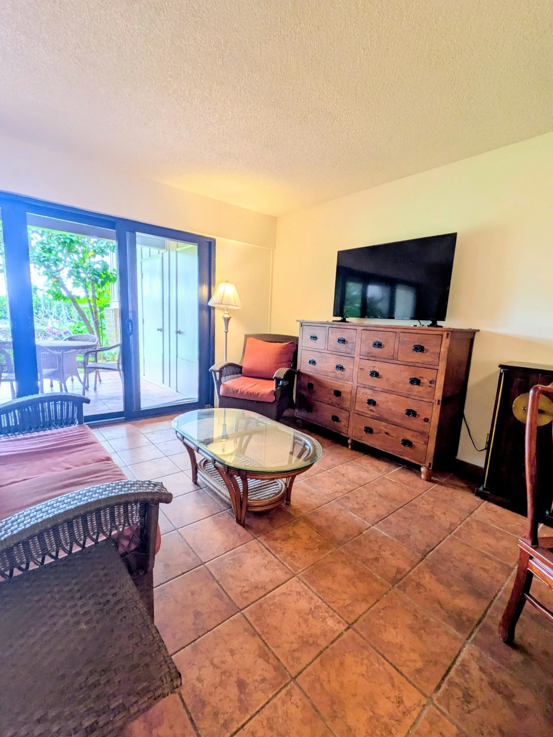 Comfortable seating area included