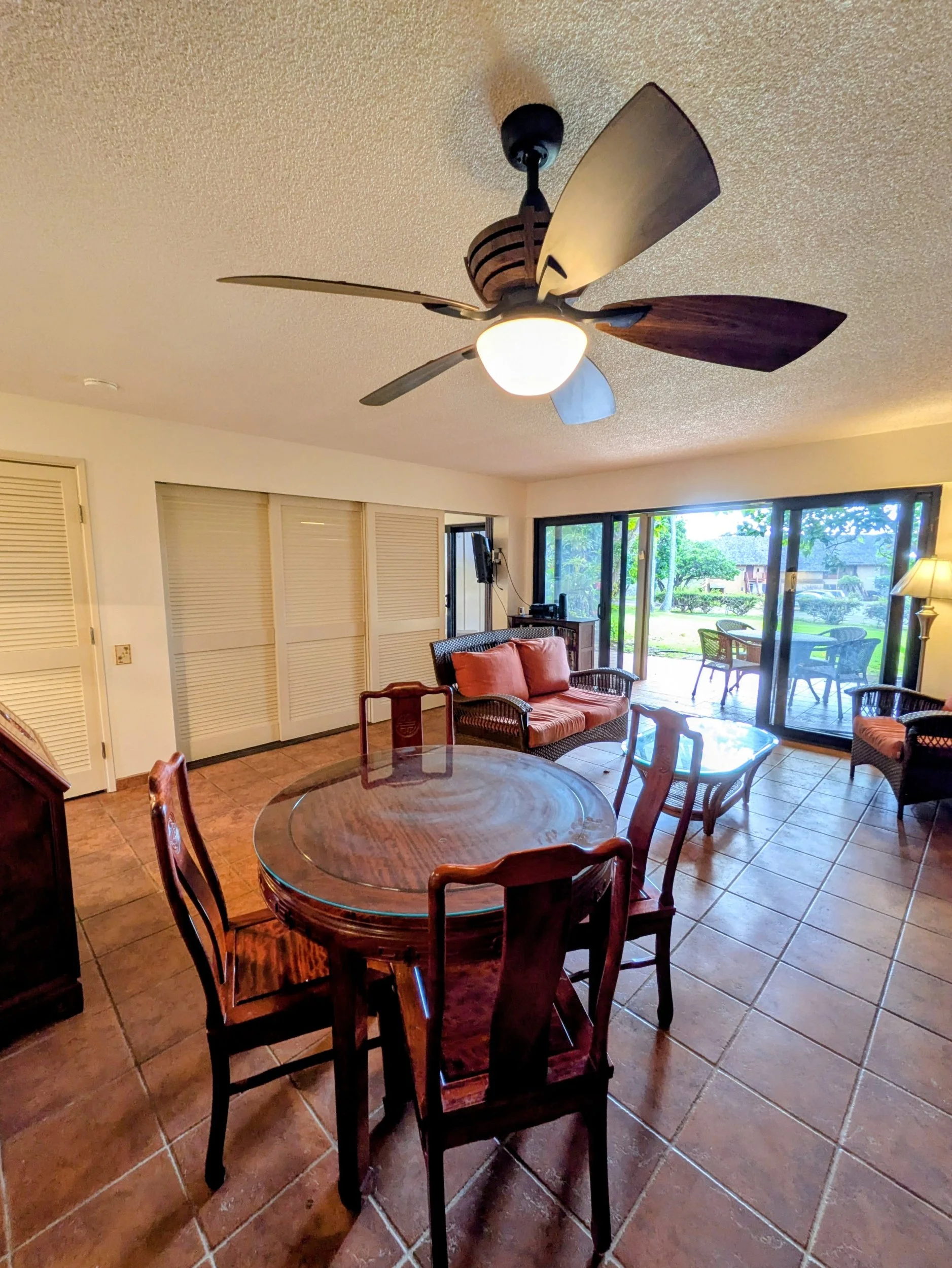 Dining Room View to Patio - Bedroom Doors Closed