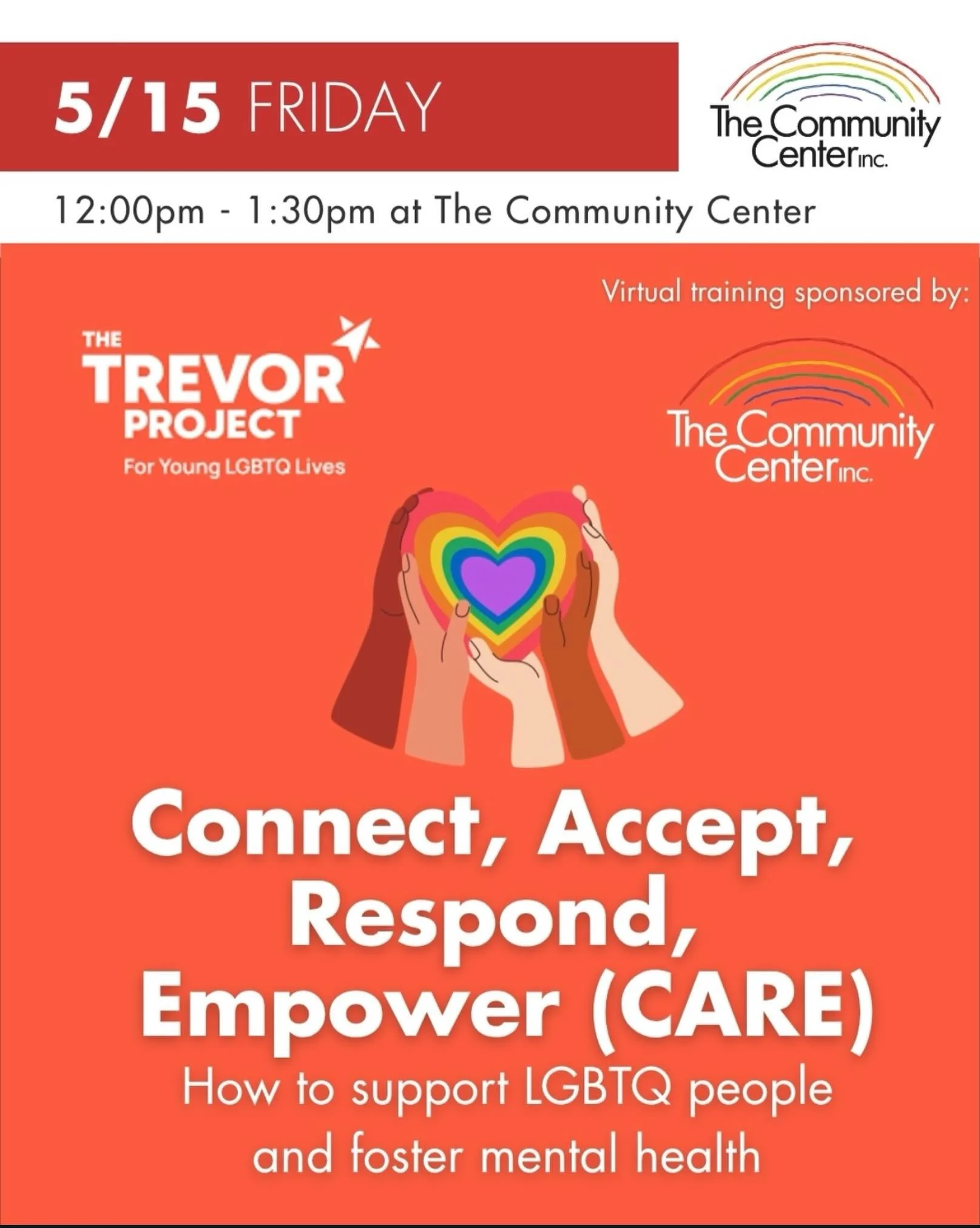 Repost from @tccidaho ❤️🌈

THIS FRIDAY 5/15
Trevor Project CARE Training - The Community Center is grateful to be able to sponsor this important virtual training event from The Trevor Project. This training provides an overview of the stressors that