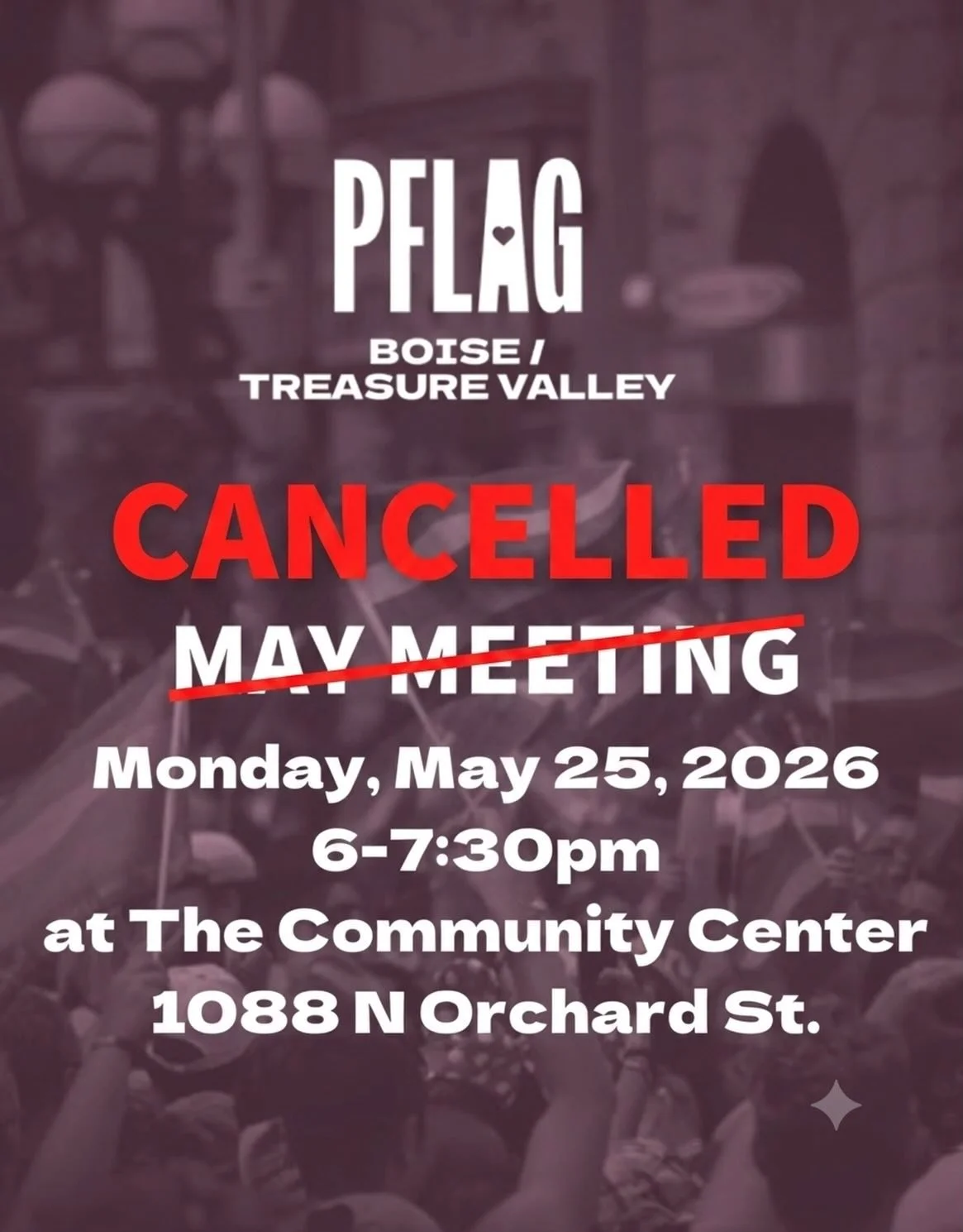 Our May meeting has been cancelled due to the observance of Memorial Day.

We will see you at our next scheduled meeting on Monday June 22nd, from 6 to 7:30 PM!

In the meantime time, please reach out with any questions or concerns. Thank you!