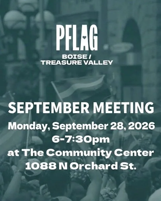 This month's support group meeting is on Monday, September 28th, from 6 to 7:30 PM. 

We can't wait to see you. 

#lgbtq #pflag #boisepride